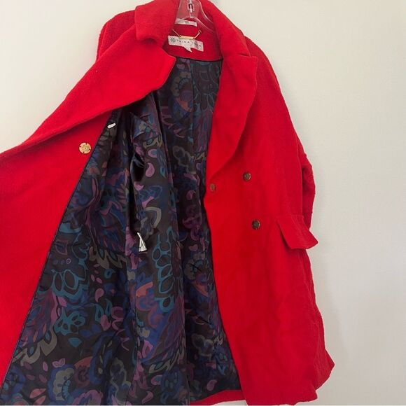 TRINA TURK Ruby Wool Alpaca Blend Red Teddy Coat - Picture 8 of 13